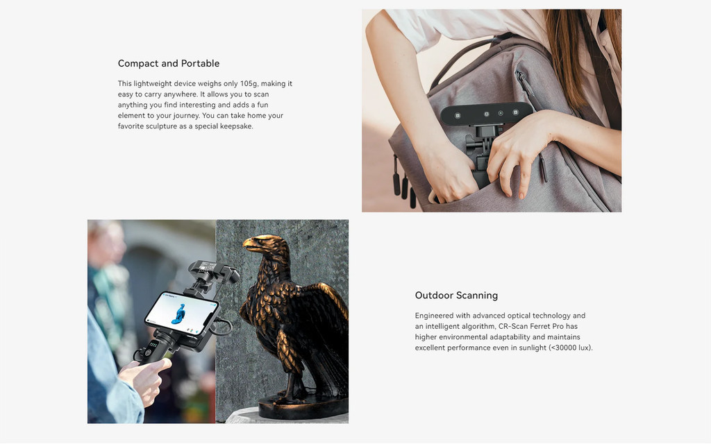 Creality cr scan ferret pro 3d scanner portable handheld 0.1mm high precision 30fps quick scanning 2024