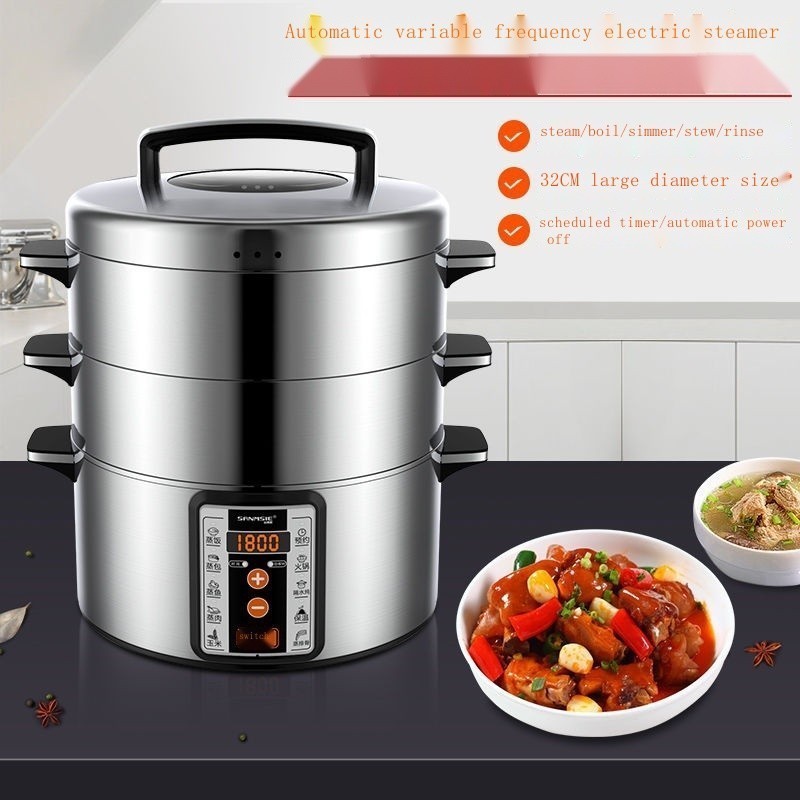 Sams Electric Steamer Household Multi-functional Steam Pot Large Capacity Three-layer Stainless Steel 32cm Steamer Reser