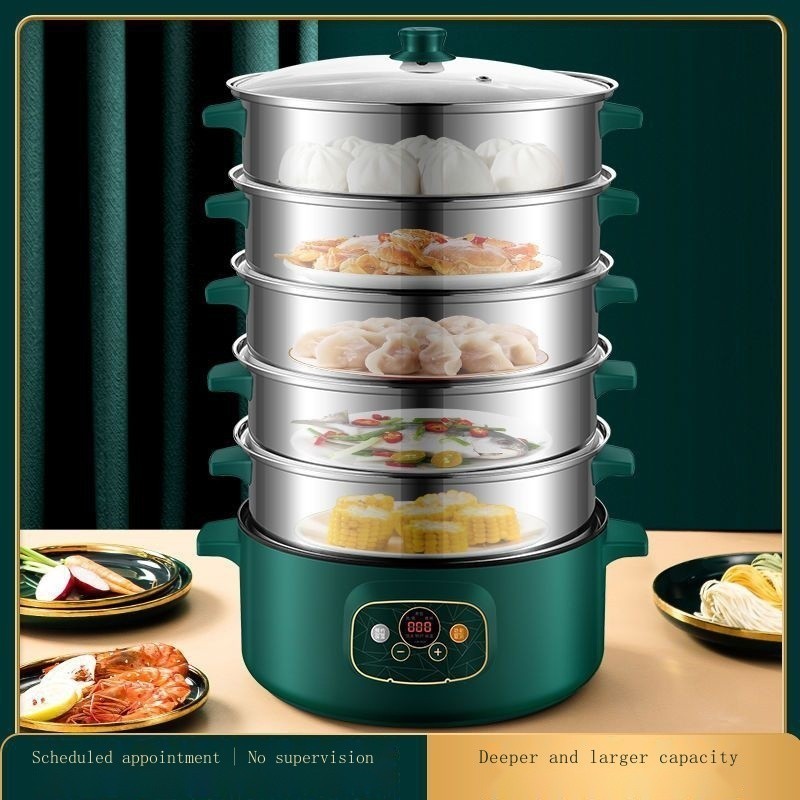 Electric Steamer Household Multi-functional Large-capacity Multi-layer Stainless Steel Commercial Electric Steamer Steam