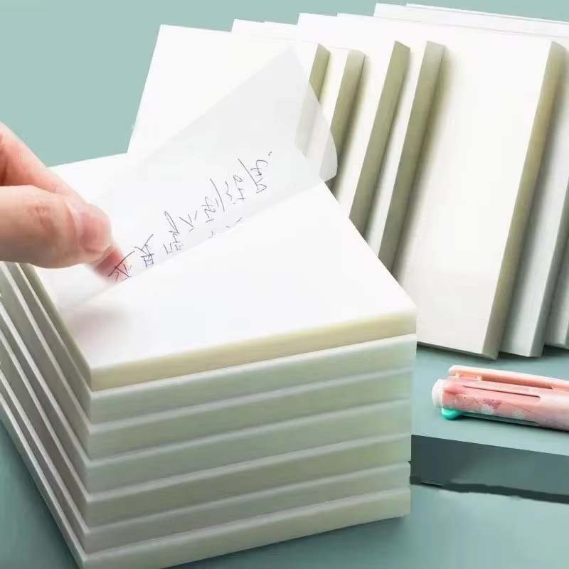 50 Sheets Transparent Sticky Notes Waterproof Clear PET Memo Note Pad Notepad Student Study Stationery Office Supplies