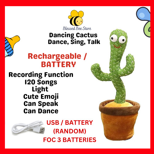 Dencing Cactus Cactus Plush Toy Talk Kaktus Bercakap Dancing toy song plush Dancing Cactus Early Childhood Education