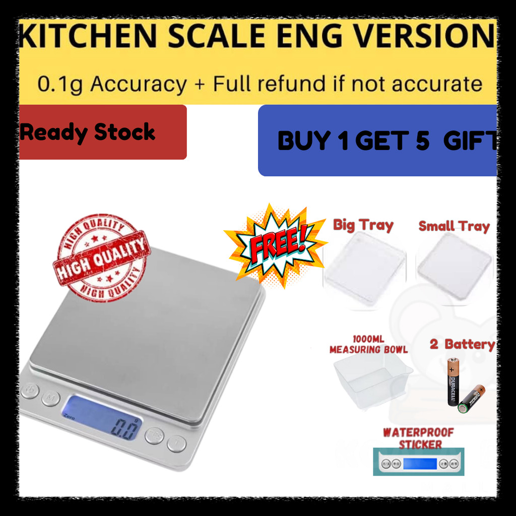 【Local Ship Today】Eng Version! 0.1g Precision LCD Digital Scales 3000g Mini Electronic Grams Weight Balance Scale Baking