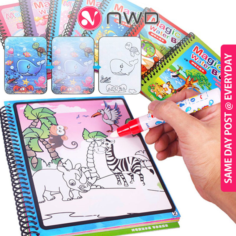 《 》Water Magic Writing Book Pen Kids Children Drawing Colouring Creativity Buku Lukisan Air Berwarna 儿童神奇水画本