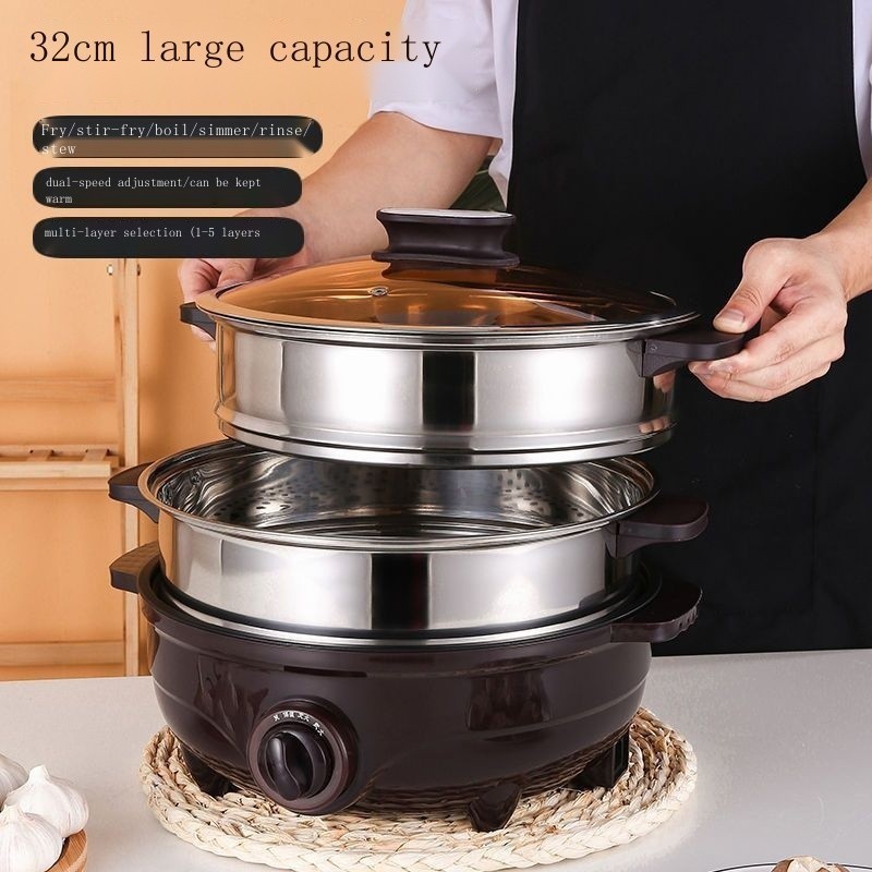 Electric Steamer Multi-functional Household Large-capacity Electric Steamer Thickened Stainless Steel Multi-layer Steame