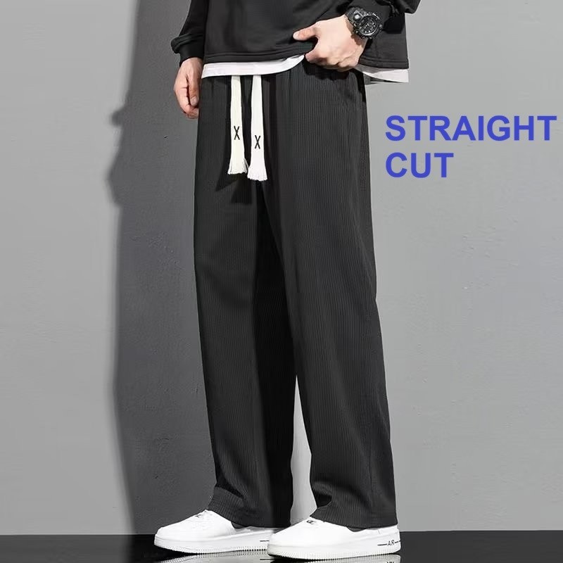 Fashion Nova ? Ready Stock ? L-5XL Solid Color Straight Pants Mens Fashion Trend Large Size Youth Loose Trousers
