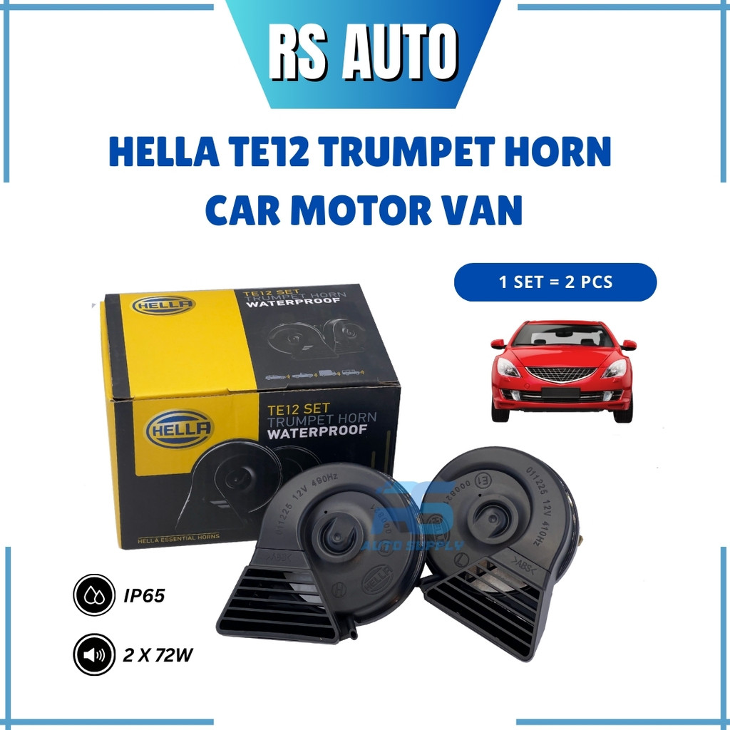 RS 1set x Hella Waterproof Snail Horn Set 12V for Car Motor Van Vehicle Automotive Hon Kalis Air Kereta Lori 12V