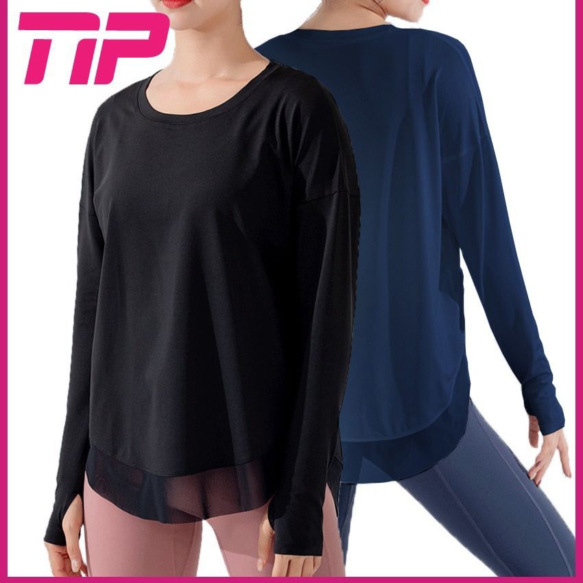 Baju Sukan Lengan Panjang Cutting Longgar Cepat Kering Women Sport Shirt/Yoga Shirt Long Sleeve Loose Cut (M-5XL)