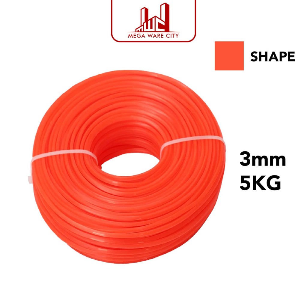 HITZ 5KG 3MM (Red) Square Cut Grass Trimmer Line Heavy Duty Trimmer Line Sharper Tali Mesin Potong Rumput