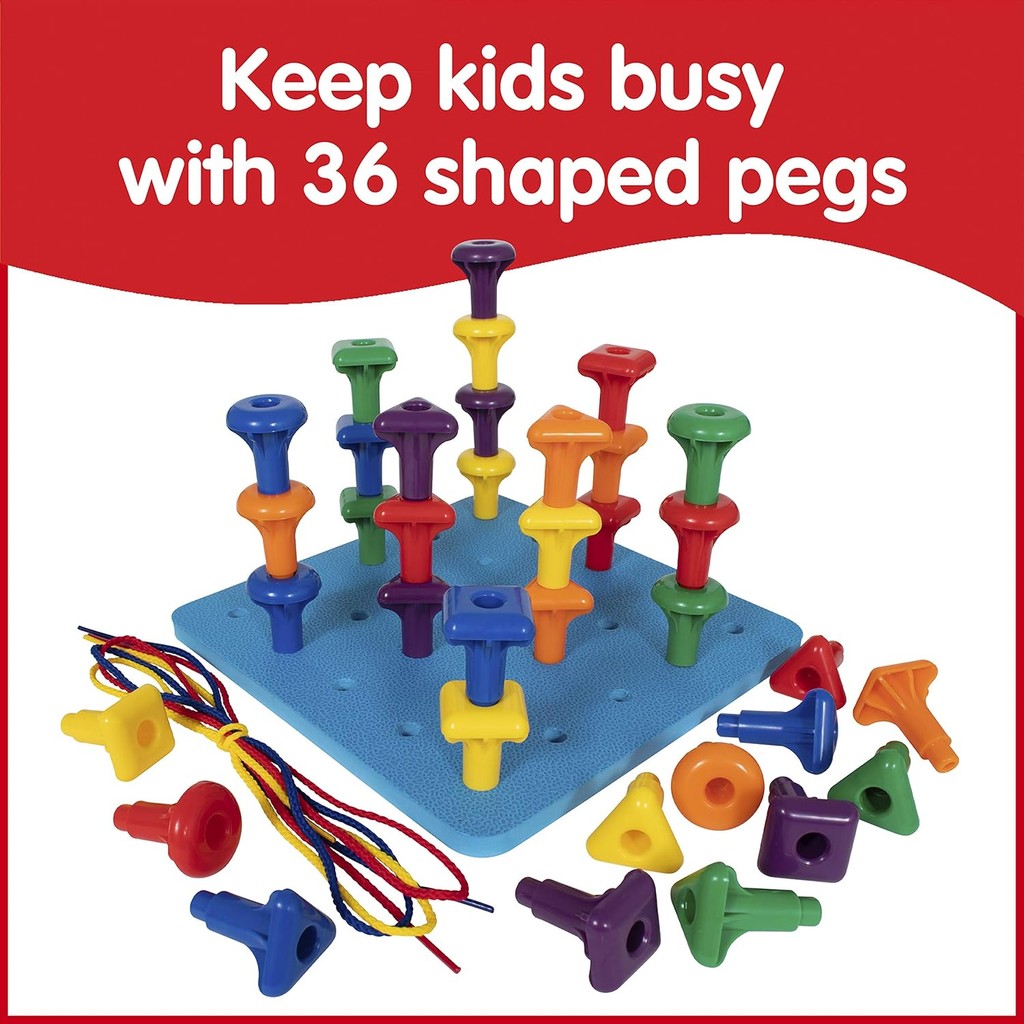 EDX Education Geo Pegs and Peg Board Set 36 Pegs in 3 Shapes and 6 ...