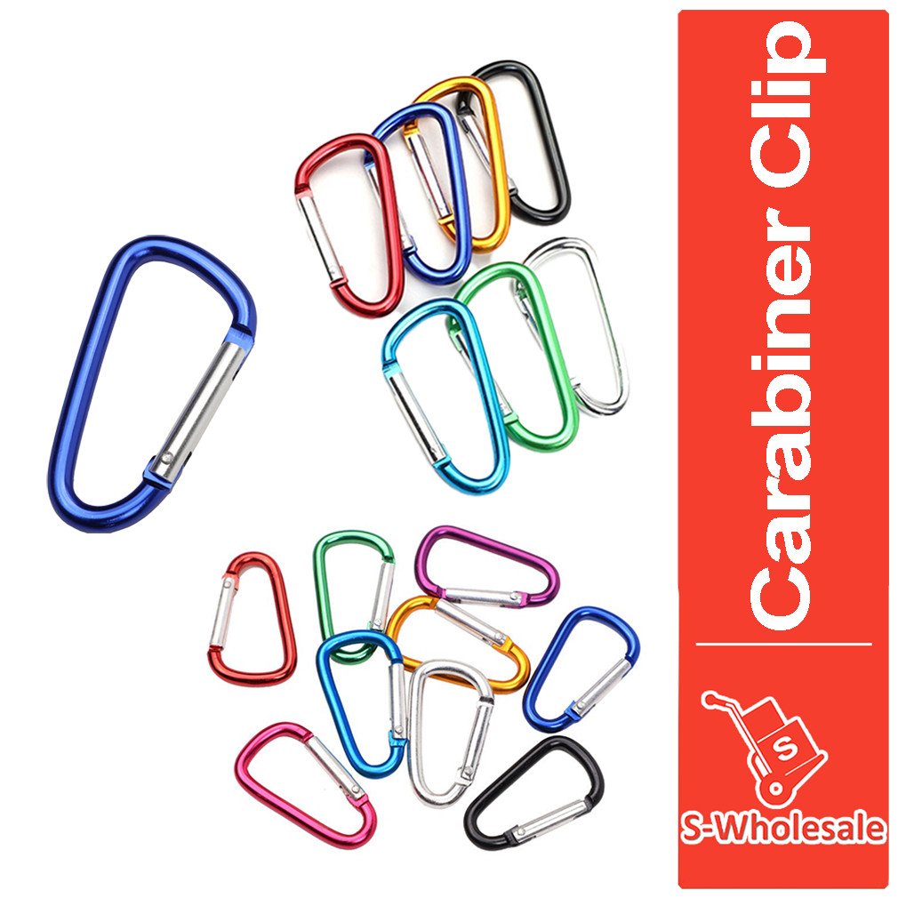S-Wholesale Spring Carabiner Clip Aluminum D Shape Climbing Camping Hiking Snap Hooks Alloy Buckle Keyring Mendaki户外运动挂扣