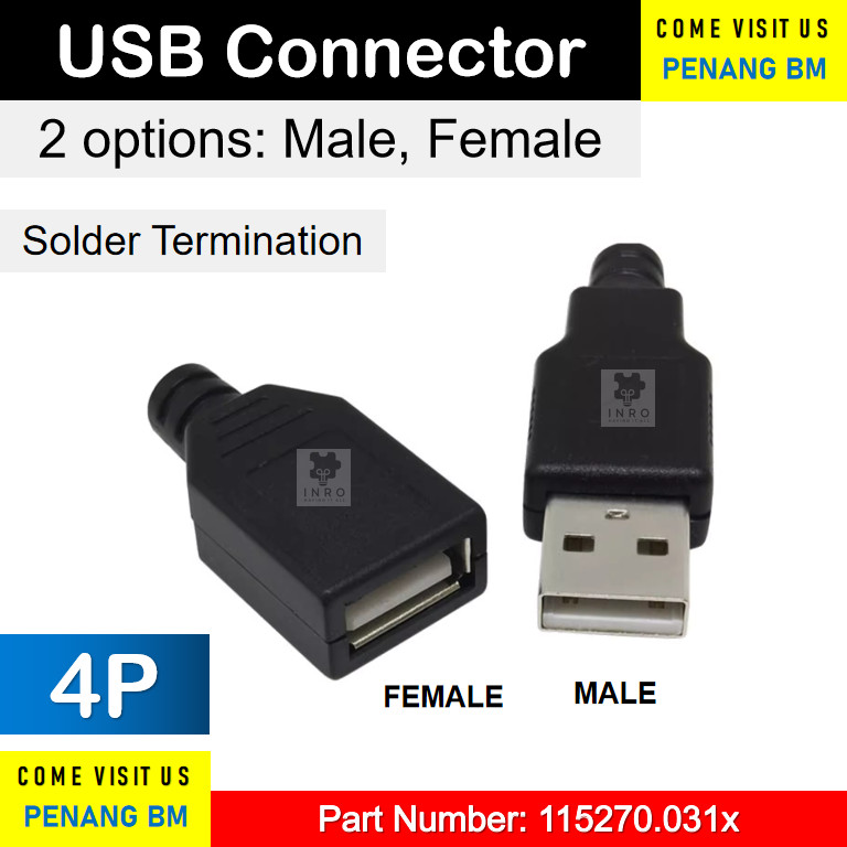 Penang BM USB 4P Connector USB Male Connector Female Connector