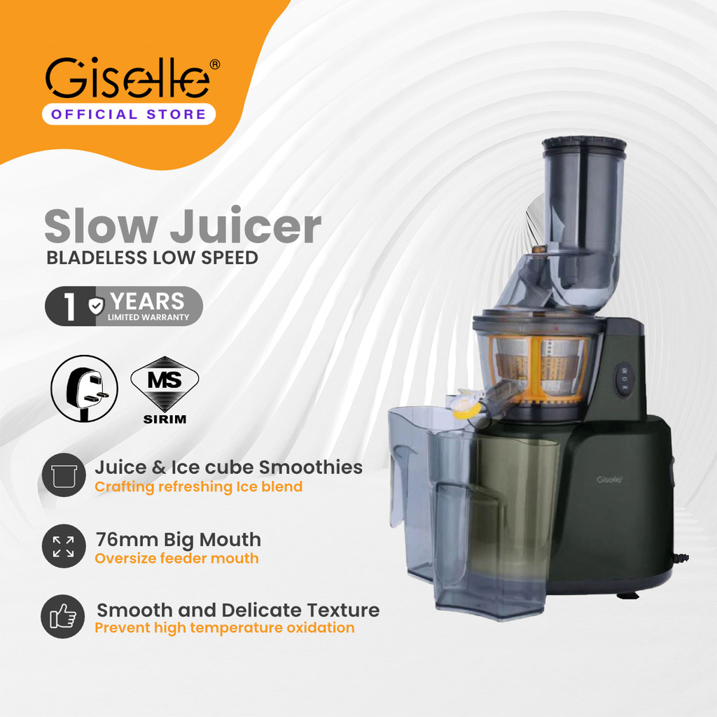 【Giselle 3-in-1 Big Mouth Cold Press Slow Juicer】Fruit & Vegetable Extractor / Soy Milk / Cendol Maker | KEA0356