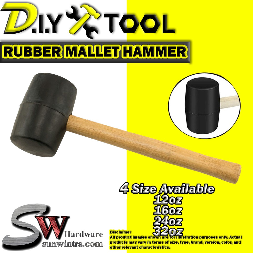 SW Hardware Non Elastic Rubber Mallet Hammer For Tiles Mosaic Wood Works Bend Sheet Metals Wooden Handle Hammer Plastic