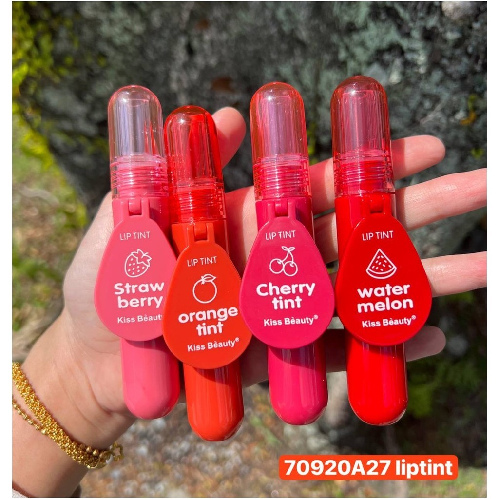 READY STOCK ( WHOLESALE RM 2.70/1pcs ) 1 Box 24 pcs JELLY FRUIT CUTE LIPTINT WITH MINI MIRROR