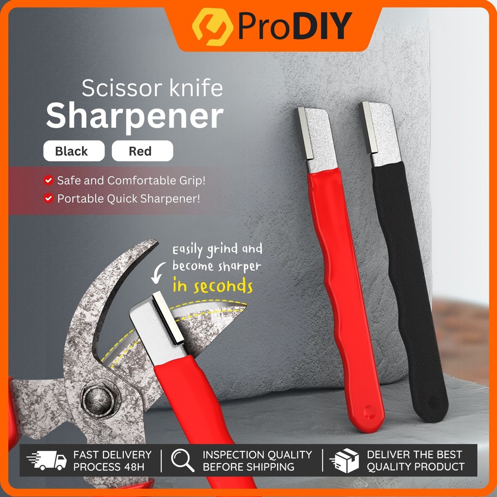 Scissor Knife Sharpener RED BLACK Mini Portable Quick Sharpener For Garden Shear Scissors Alloy Steel with Lid
