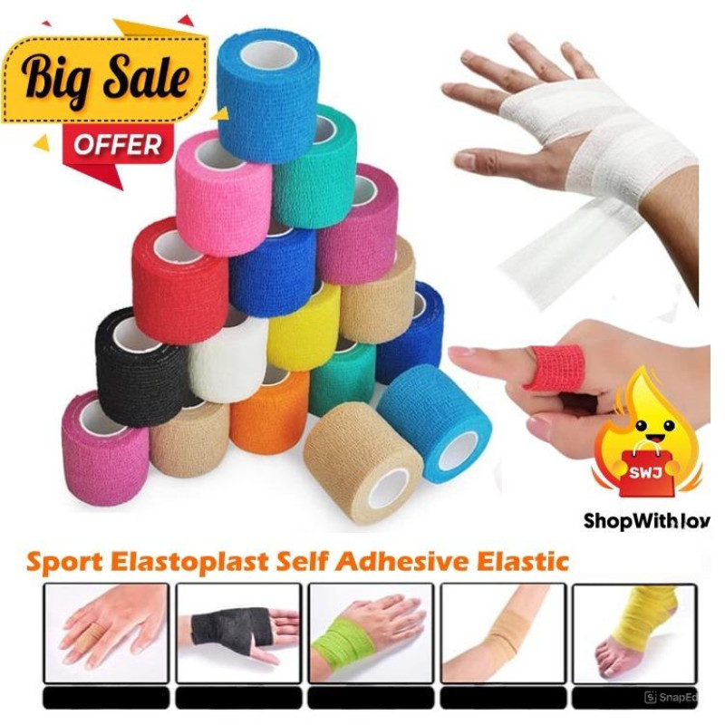【ShopWithJoy】Sports Elastoplast Athletic Sport Elastic Wrap Adhesive Kinesiology Tape Protector Sukan 运动绷带