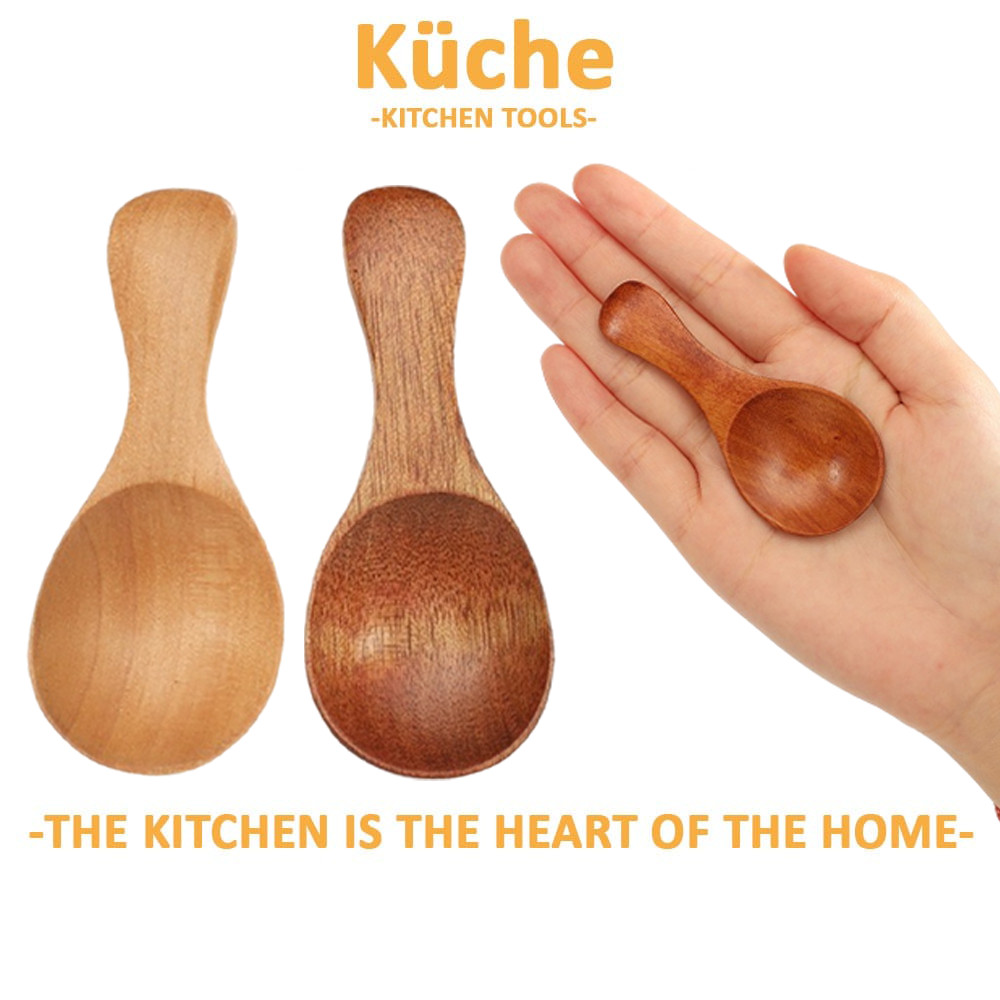 KUCHE Simple Design Small Wood Spoons Honey Coffee Tea Ice Cream Scoop Flatware Tasting Spoon Condiments Sugar Salt