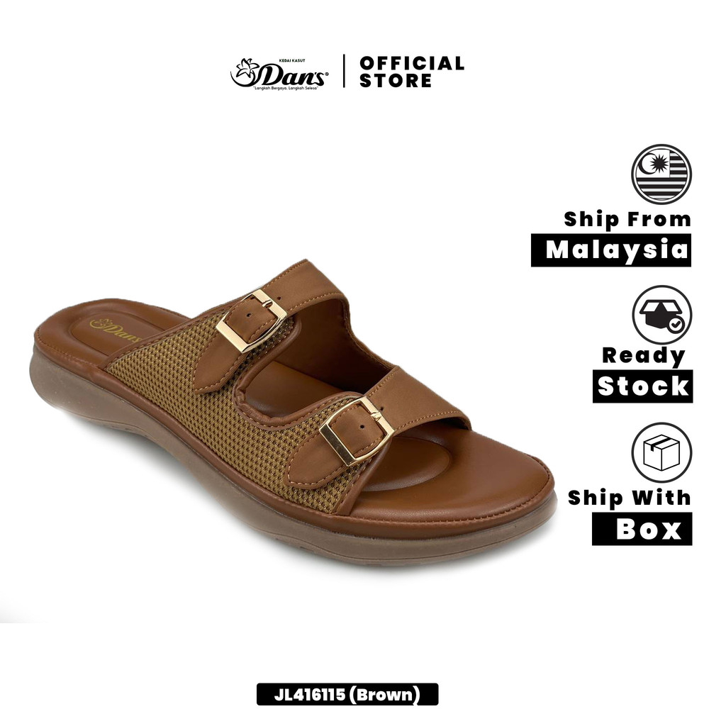 Dan's Selipar Ringan Wanita / Perempuan -  Hitam / Coklat JL416115