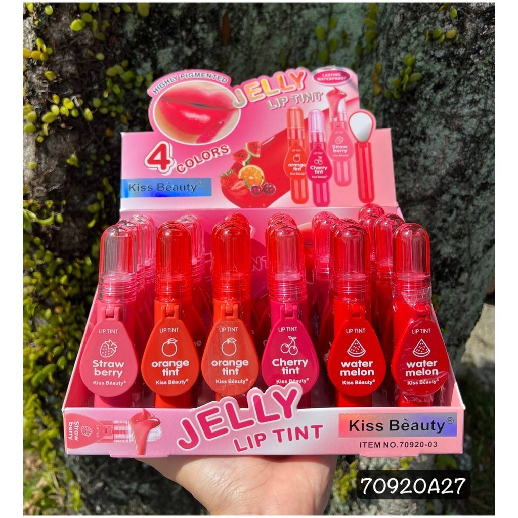 【borong】【ready stock】RM2.70/1PCS JELLY LIPTINT 4 COLORS KISSBEAUTY LIPTINT AND MIRROR