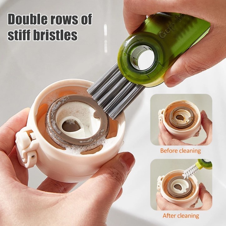 3-in-1 Cleaning Brush – Ideal for Bottles, Lids & Narrow Spaces
