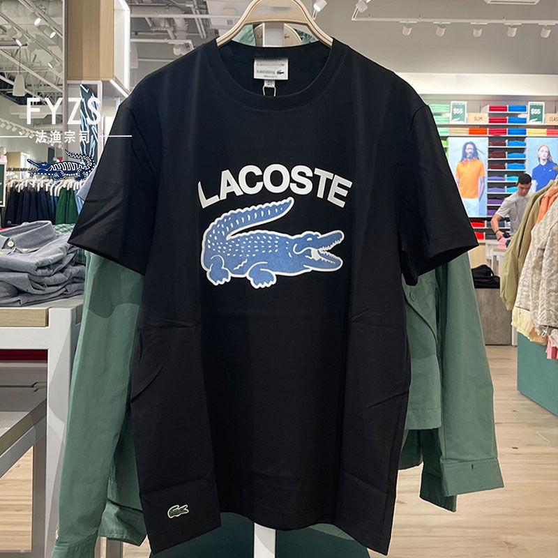 LACOSTE Summer Men And Women Couple Short Sleeve Round Neck Printed Casual Trendy Embroidered T-shirt Internet Celebrity