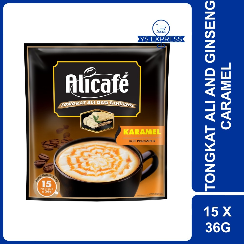 ALICAFE Tongkat Ali and Ginseng Instant Coffee with Caramel 15 X 36G - Tongkat Ali dan Ginseng Kopi Pracampur Karamel