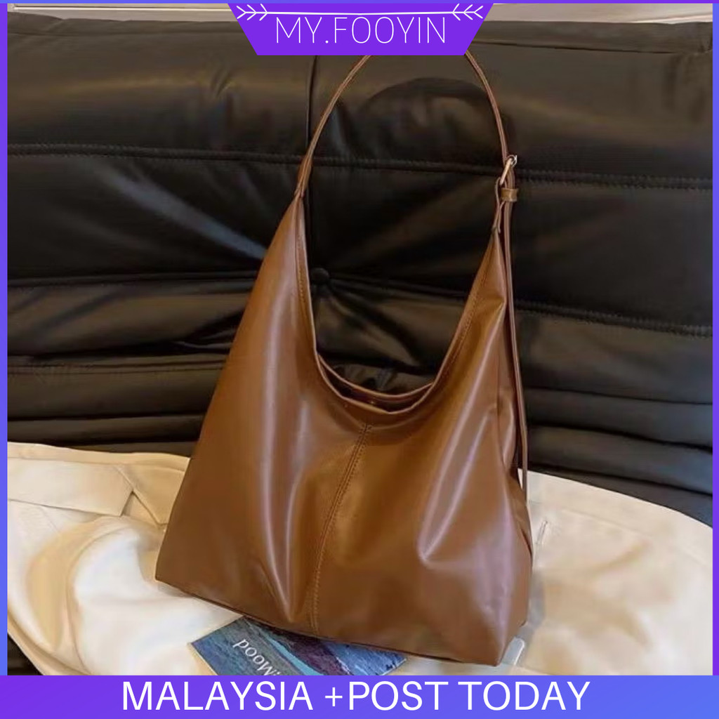 N165 READY STOCK MYFOOYIN Niche Design Vintage Shoulder Bag Fashion PU Leather Handbag Casual Commuter Large Capacity Wo