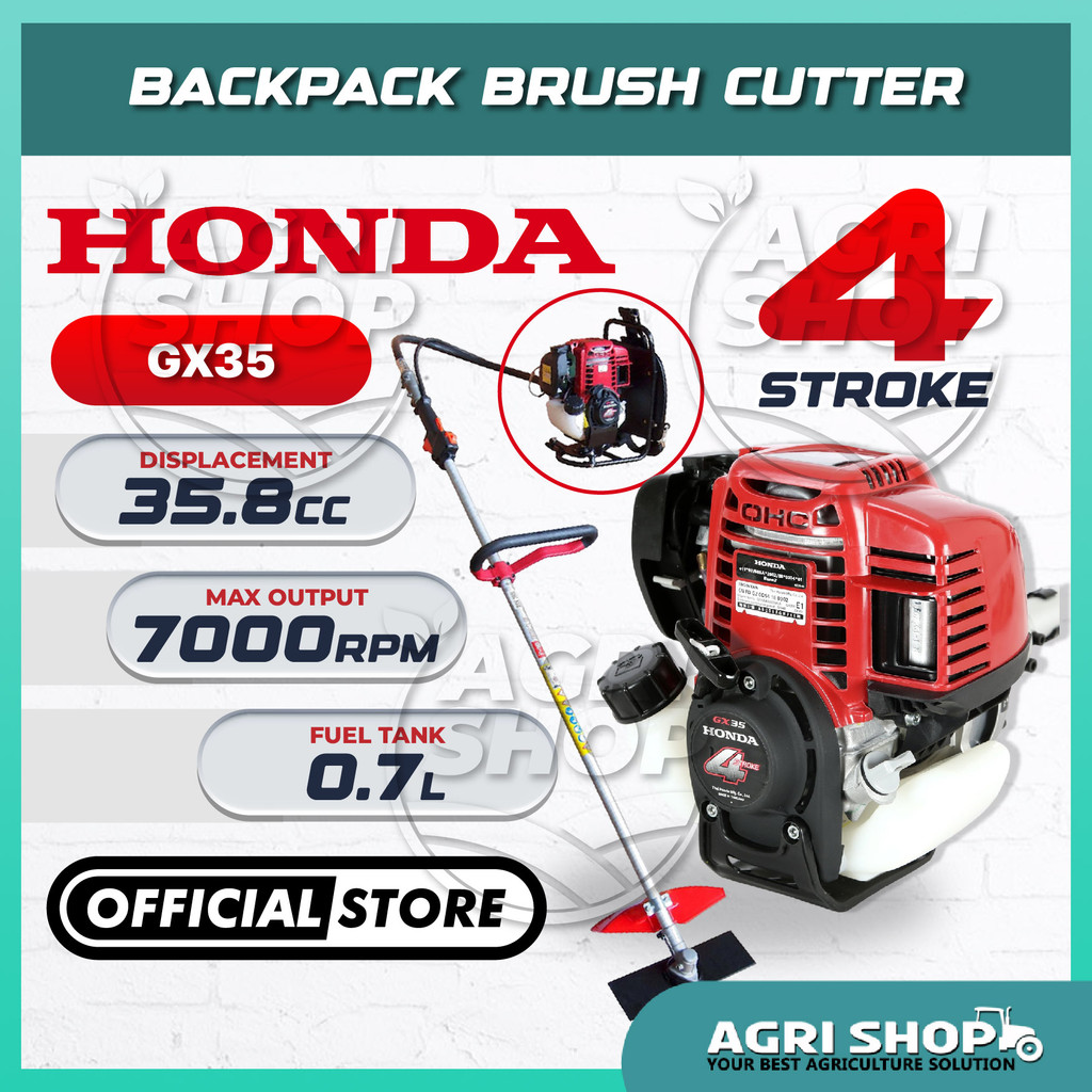 Agrishop HONDA GX35 Backpack Brush Cutter / Grass Cutter 35cc 4-Stroke (Made in Thailand) Mesin Potong Rumput