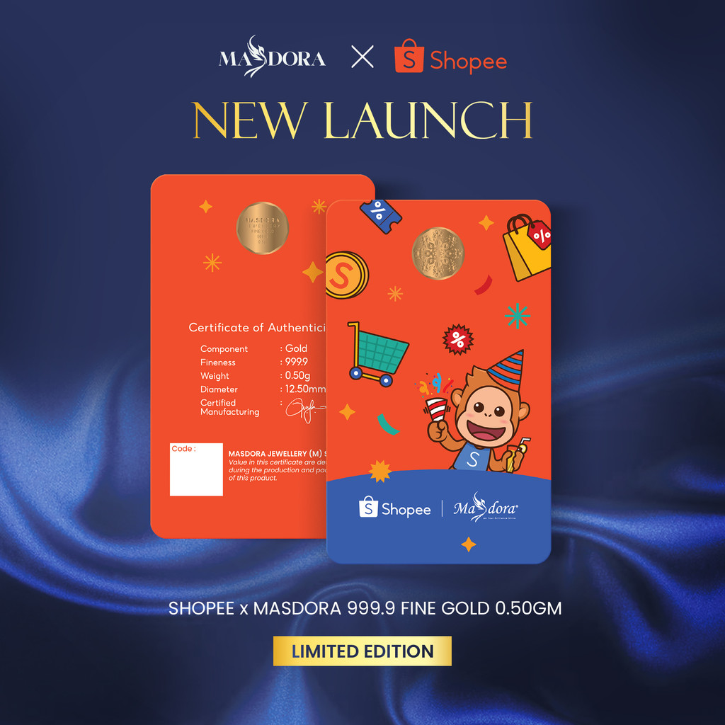 SHOPEE x MASDORA 999.9 Gold Bar - 0.50GM Gift Series (EMAS 999.9/24K)