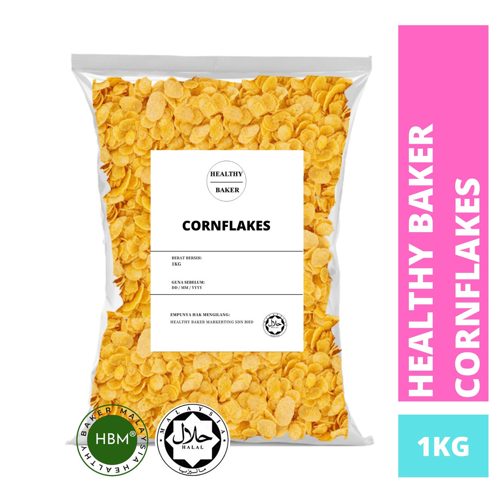 Premium Quality Cornflakes 1KG, 500G / Cereals / Baking Cookies / Breakfast / Halal / Corn Flake / Empingan Jagung