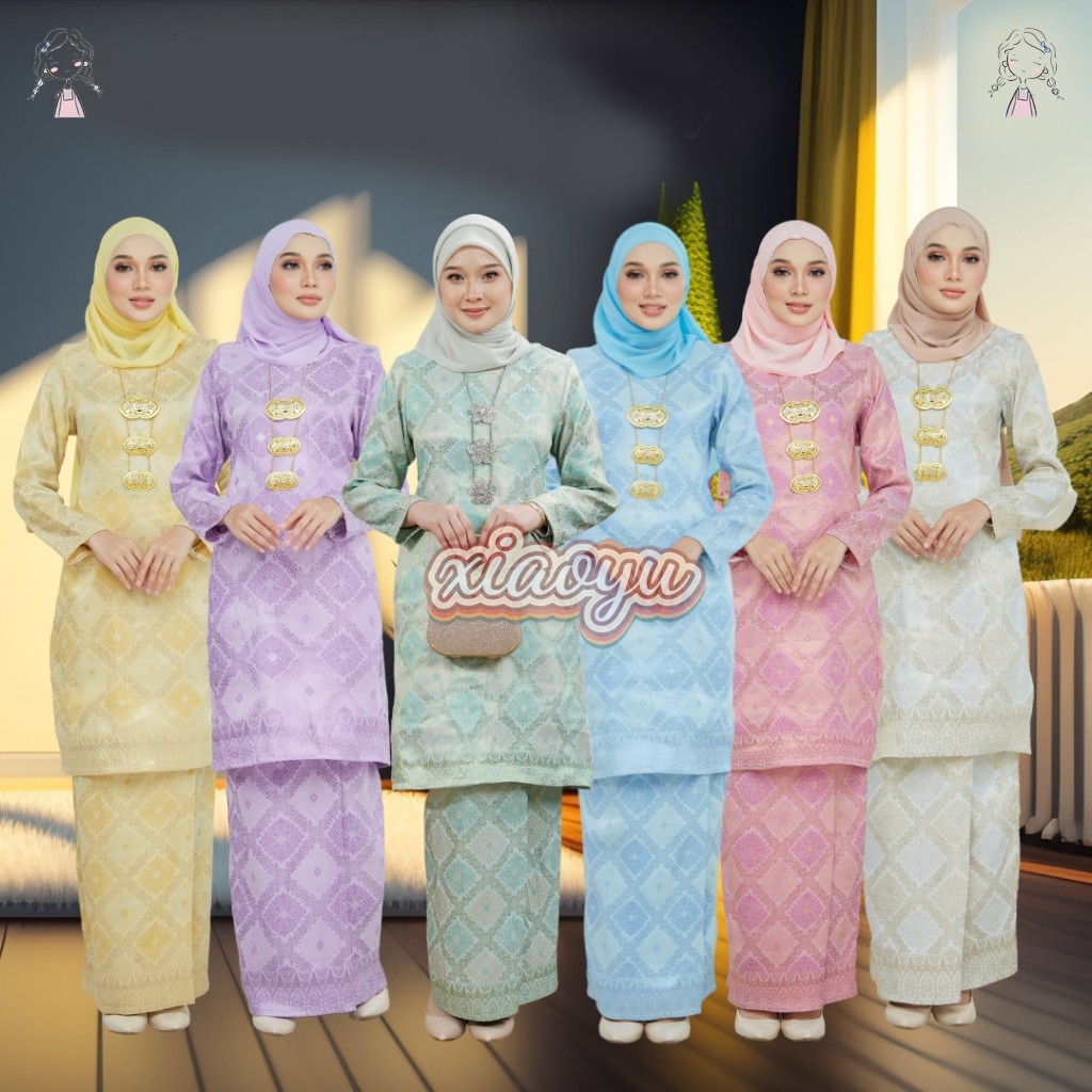 Baju Kurung Moden Raya 2024 Viral Plus Size Songket Tenun Asli Perempuan Wanita Size XS Hingga 3XL | Seroja Part 1