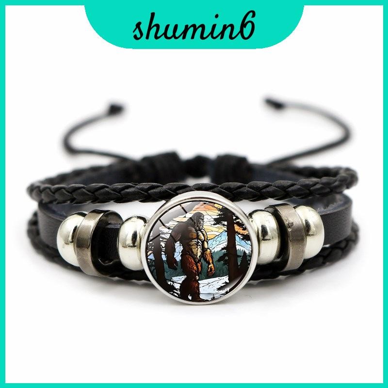 Fashionable Bigfoot Leather Bracelet Unisex Artisan Woven Multilayer Beaded Handcrafted Jewelry For Travel