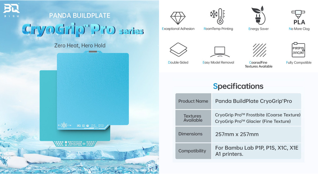 sg 11134202 7reqk BIQU CryoGrip Pro Build Plate for Bambu Lab A1 Series / P1 / X1 / H2D