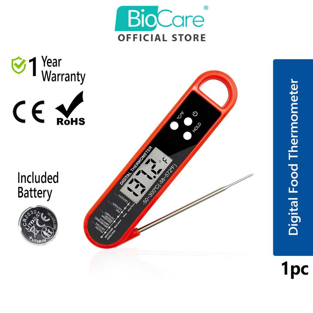 Biocare Magnet Digital Food Thermometer / Kitchen Thermometer (RED)