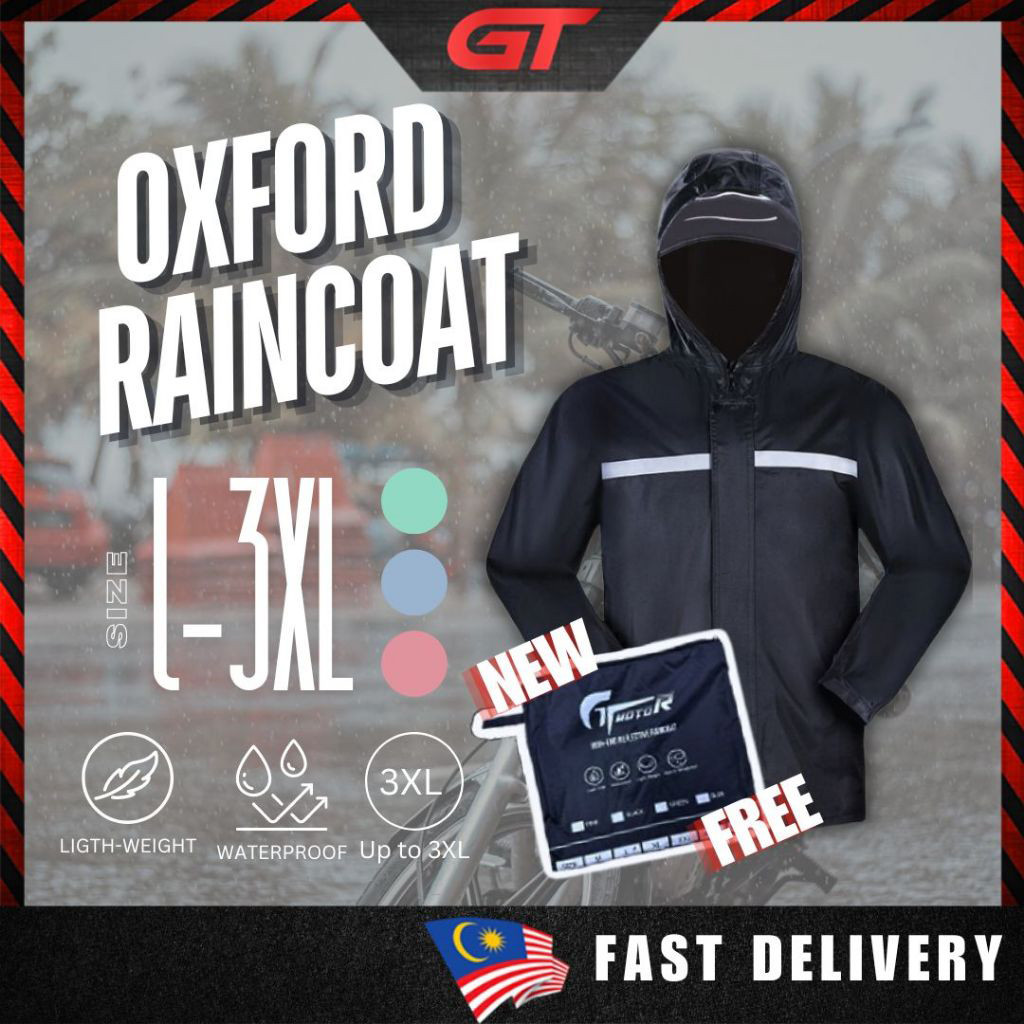 GTmotor Oxford Cloth Raincoat Motorcycle Rainsuit Rain Coat Jacket Suit Baju Hujan (Coat + Pants)