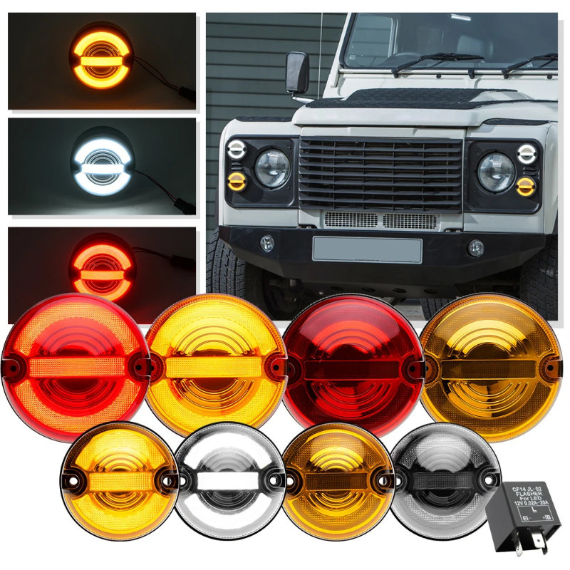 LED 73mm 95mm For Land Rover Defender 90 110 130 1995-2006 Front & Rear turn signal lamp Tail Lamp & Reverse & parking l