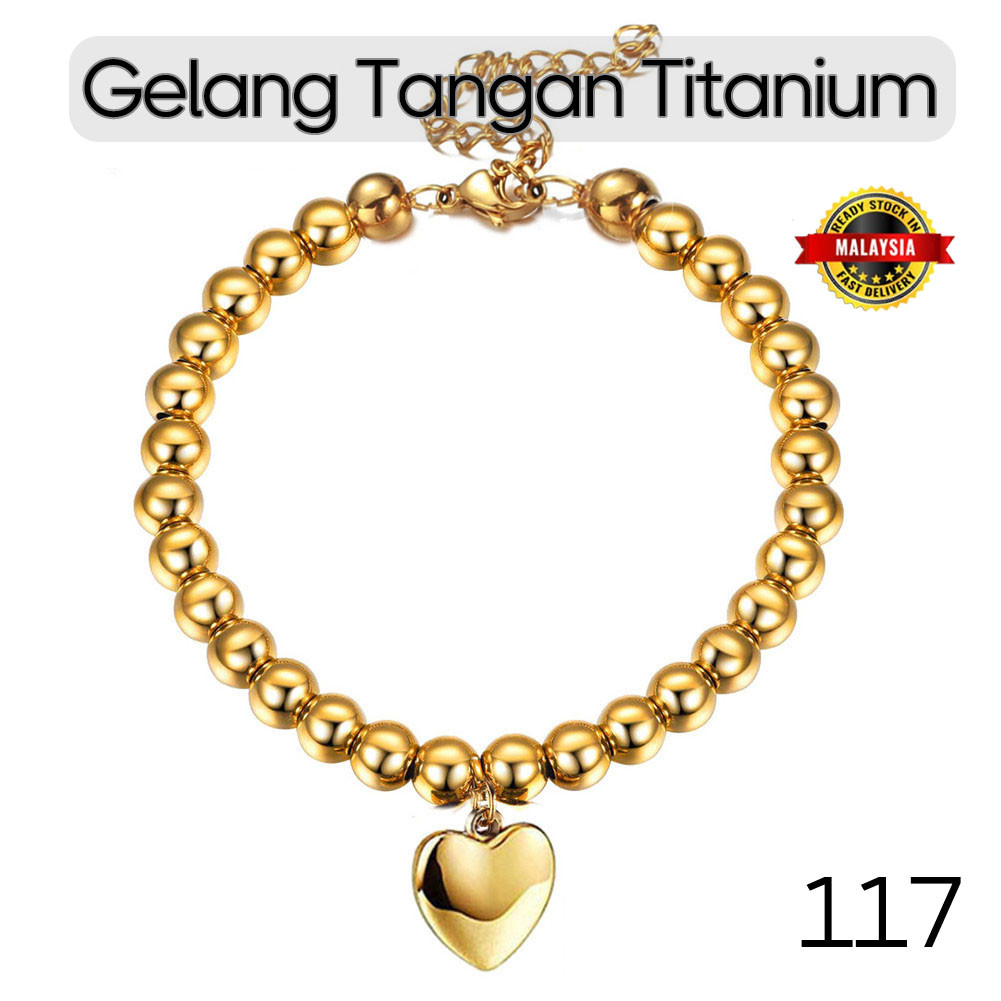 Titaniun Boba Love Padu Gelang Tasbih Titanium Aesthetic Keluli Cinta Boba Besar Tidak Luntur Bracelets