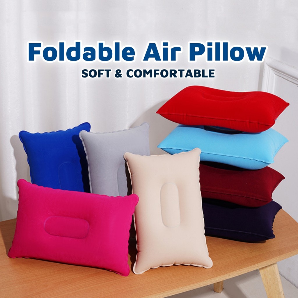 Foldable Air Pillow Portable Air Inflation Pillows Camping Outdoor Travel Sleep Pillow Camping Tent Cushion Headrest