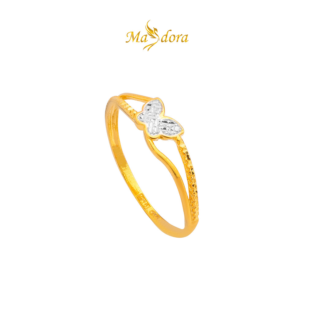 MASDORA 916 Gold Ring Rings Cincin Emas ~ Duotone Wavy Butterfly (EMAS 916/22K)