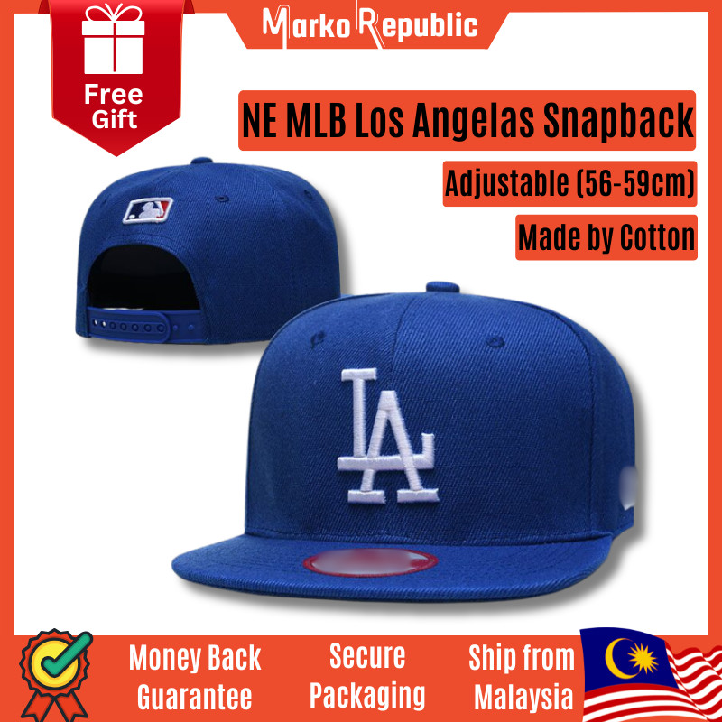 MLB NE Major League Baseball Team Los Angeles LA Dodgers Men Women SnapBack Snap Back Cap Flat Brim Cap Hat (Blue)