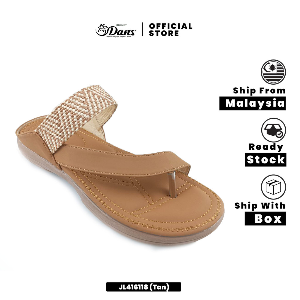 Dan's Selipar Ringan Wanita / Perempuan -  Hitam / Tan JL416118