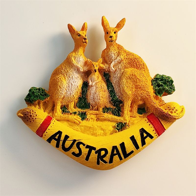 Australian Creative Three-dimensional Kangaroo Family Travel Souvenir Jewelry Hand-painted Magnetic Refrigerator Magnet Souvenir