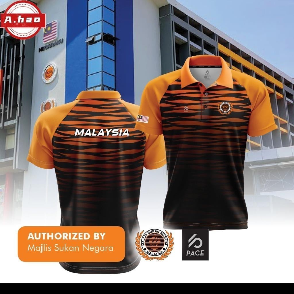 【Free Custom Name & Number】2025 Tiger Stripe Series - Team Malaysia Jersey Polo Tee - Original PACE X MSN QS