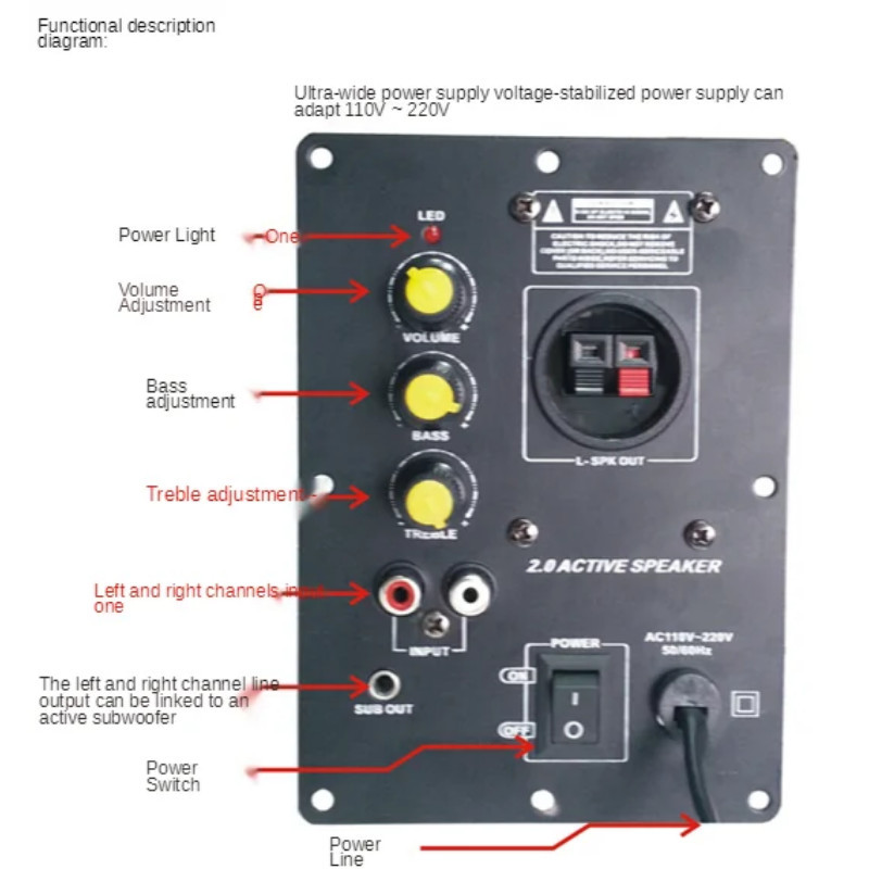 2.0 Bookshelf box power amplifier board stereo computer multimedia switching power supply integrated power amplifier 110