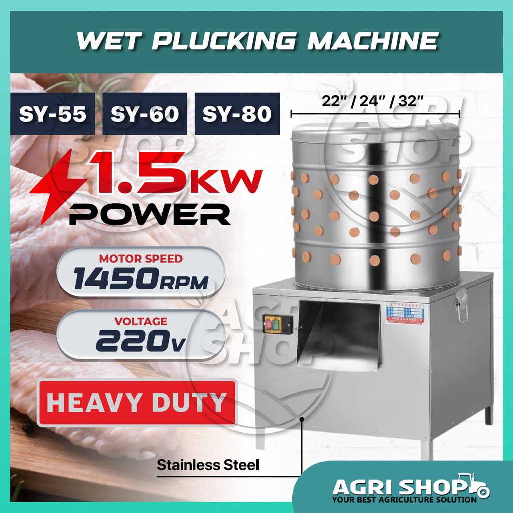 Agrishop Wet Plucking Machine 22" 24" 32" (Heavy Duty) Stainless Steel Chicken Feather Remover Mesin Cabut Bulu Ayam