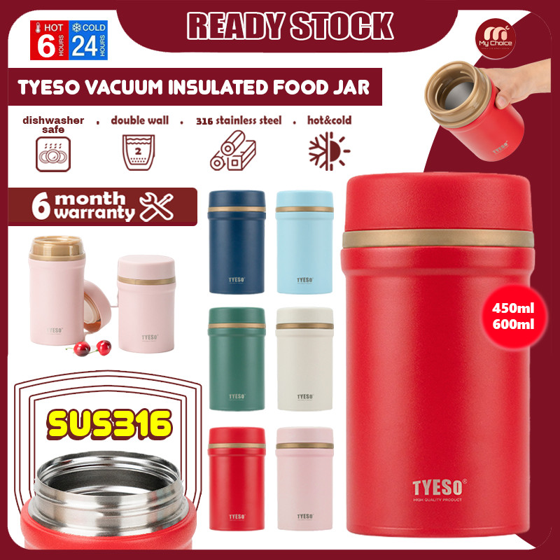 TYESO Modern Thermos Food Jar 450ml/600ml SUS 316 Heat Preservation Baby Kid Porridge Soup Insulated Lunch Box 焖烧杯