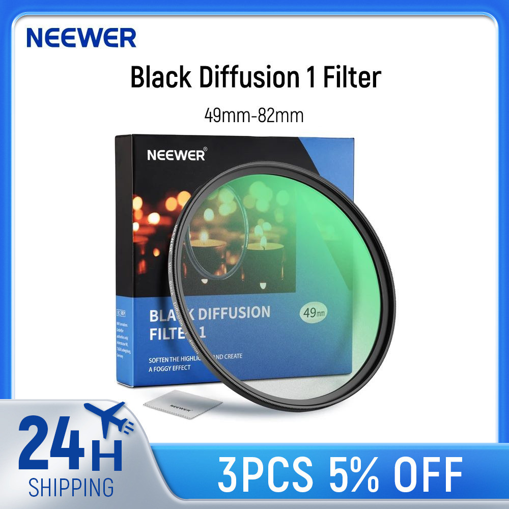 NEEWER Black Diffusion 1 Filter Dreamy Cinematic Effect Camera Ultra Slim Filter with Water&Scratch Resistant HD Optical Glass