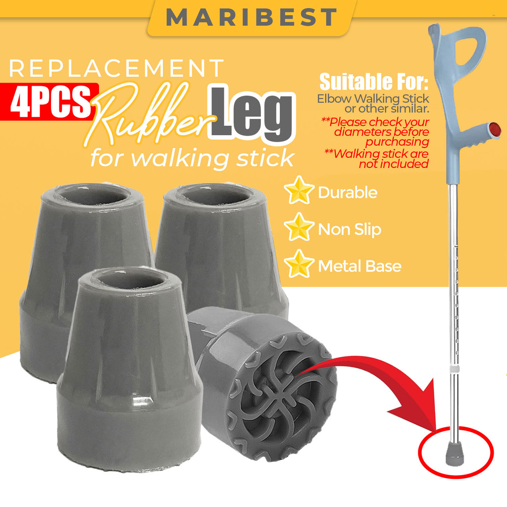 Replacement Rubber Leg 4PCS For Walking Stick Walking Aid Cane Folding Cane Accessories Getah Tapak Tongkat Kaki Jalan