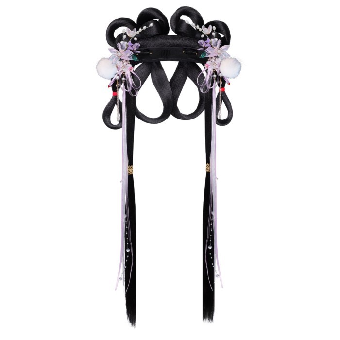 Ancient Costume Wig Accessories Combination Winter Plush Cute Tassel Hair Clip One-Piece Lazy Wig Bag Long Hair Accessories