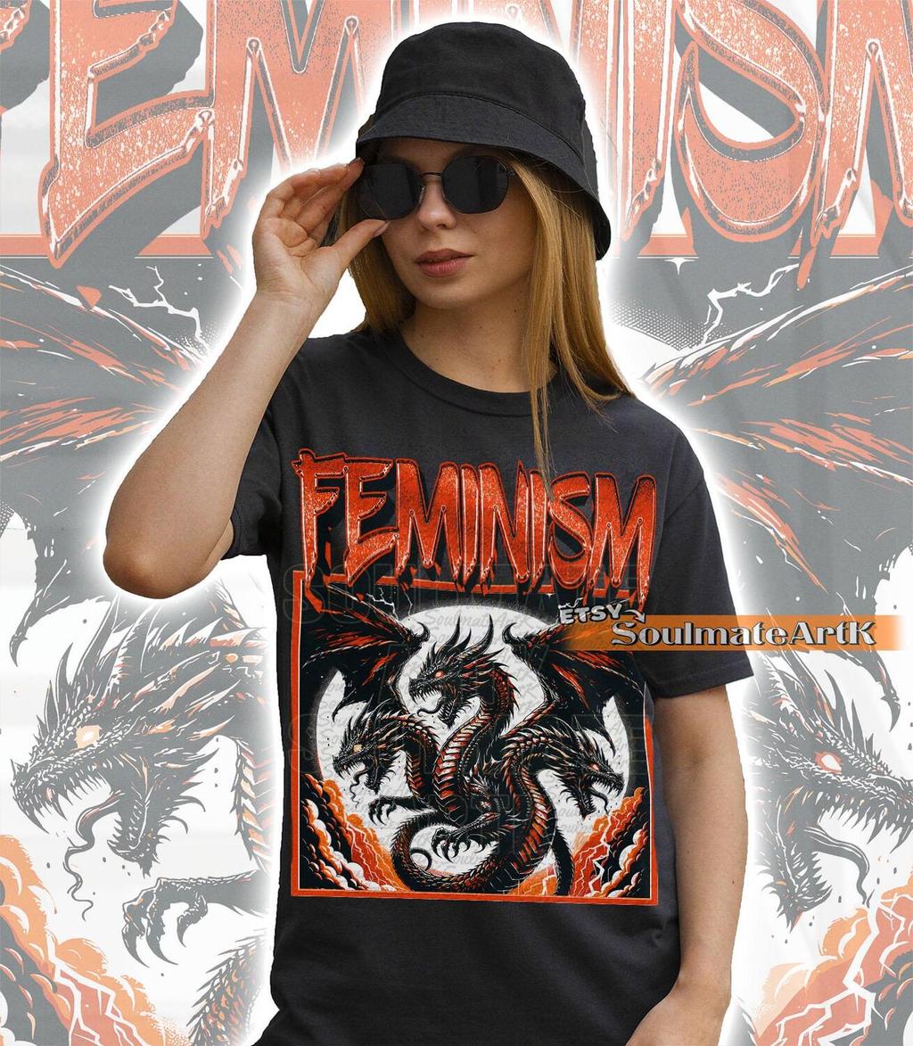 Feminism Dragon Shirt Fantasy Castle Tshirt Feminist Empowerment Sweatshirt Gothic Graphic Hoodie Unisex 90S Bootleg Tee kk1.my